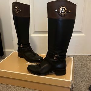 Michael Kors, tall leather boots, two toned